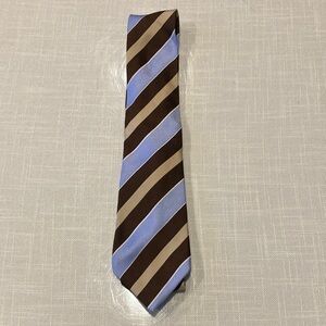 Tasso Elba Men's Tie in Brown and Light Blue Stripes